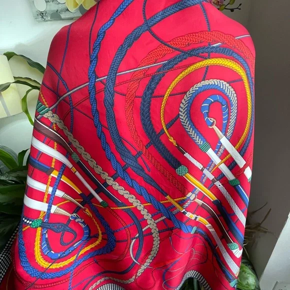 Hermès Fouets Et Badines Silk scarf Foulard. - Picture 1 of 16